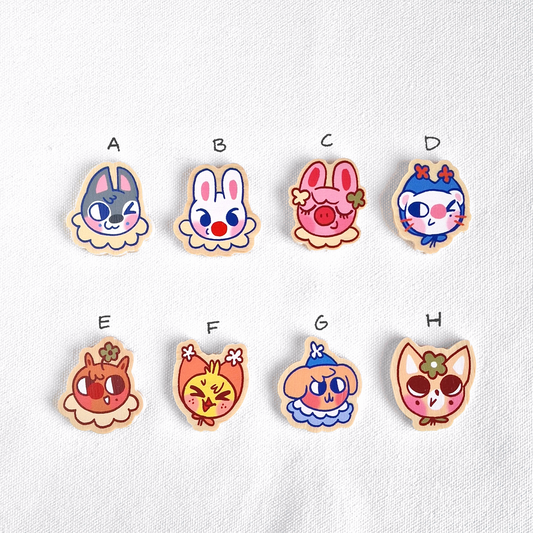 silly clowns wooden pins