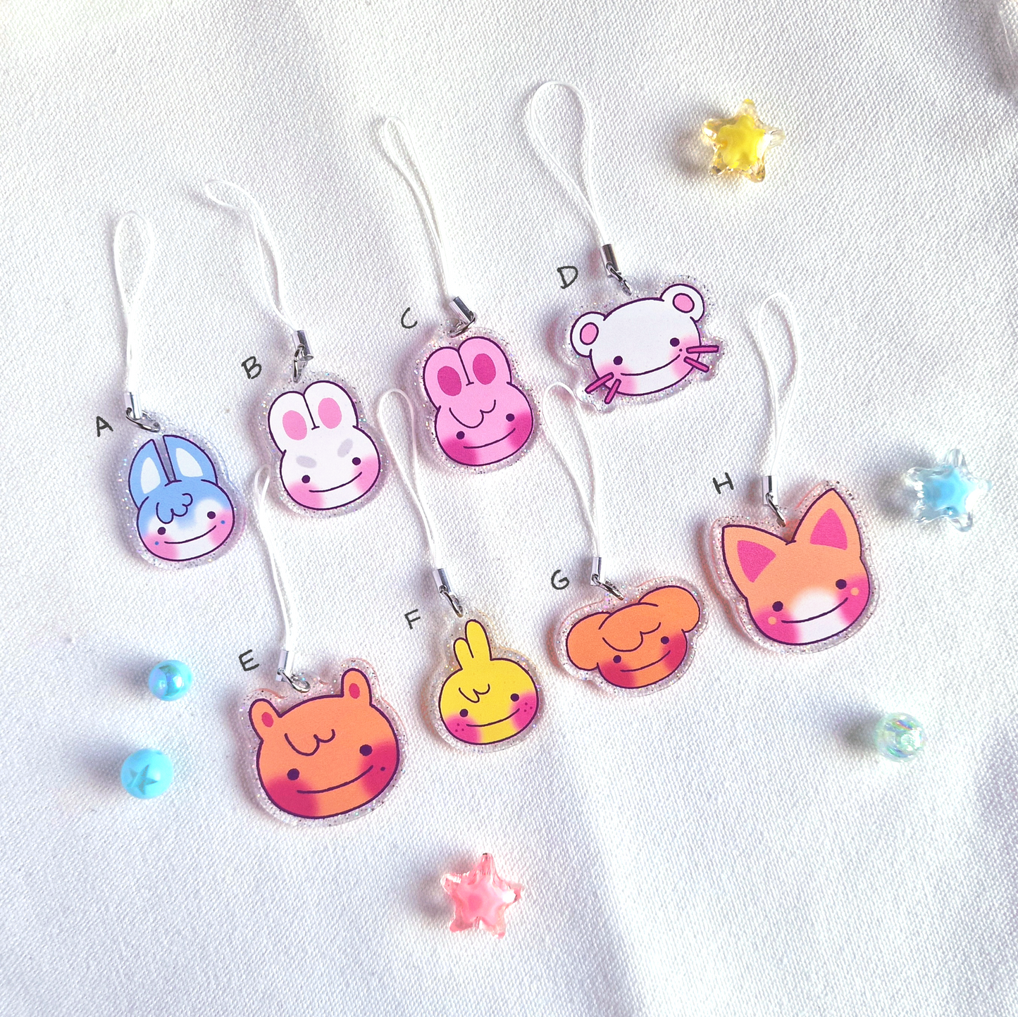 ditto face glitter acrylic phone charms