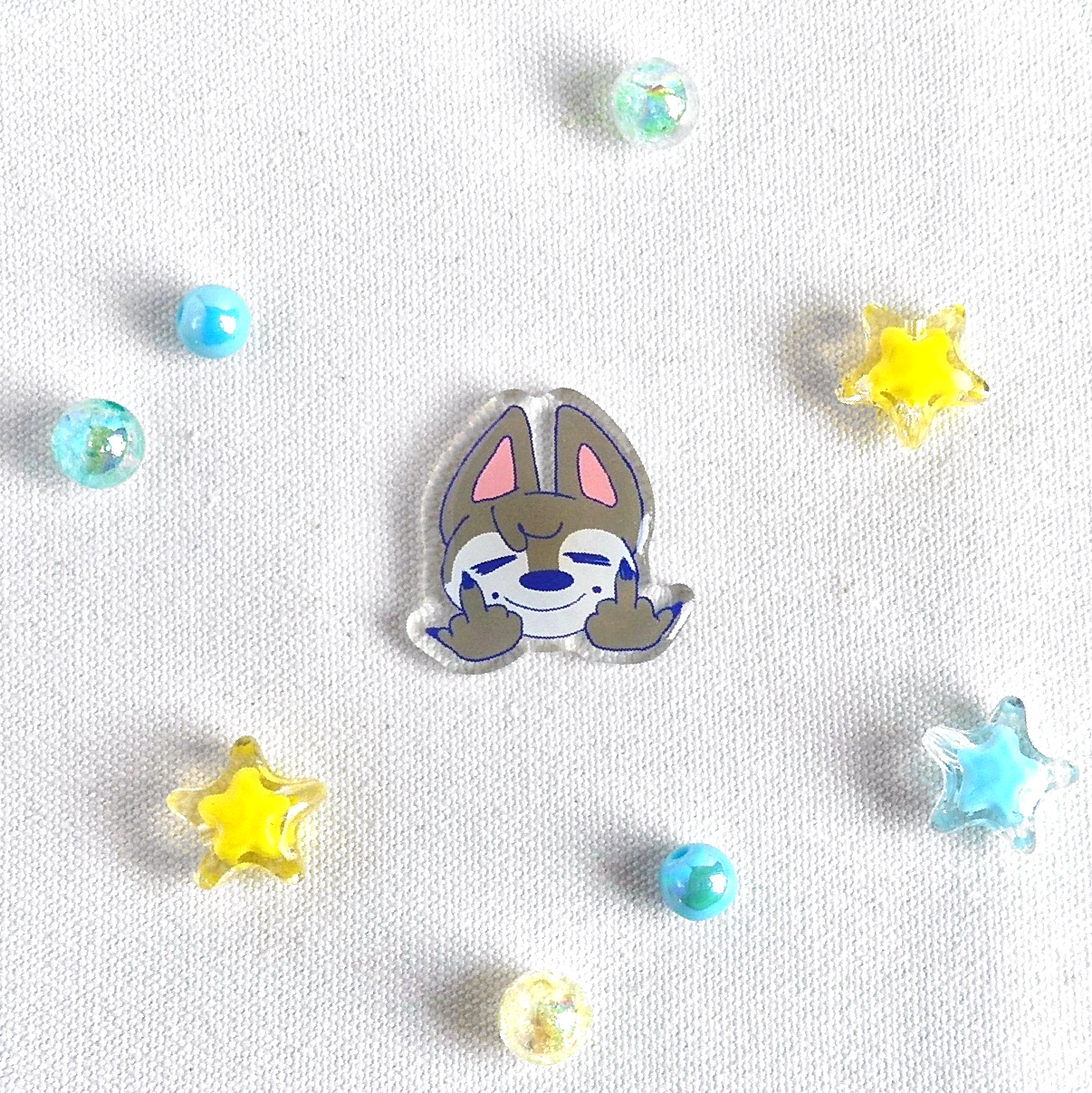 rude wolfie acrylic pin