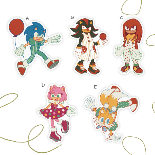 blue hedgehog & friends vinyl stickers